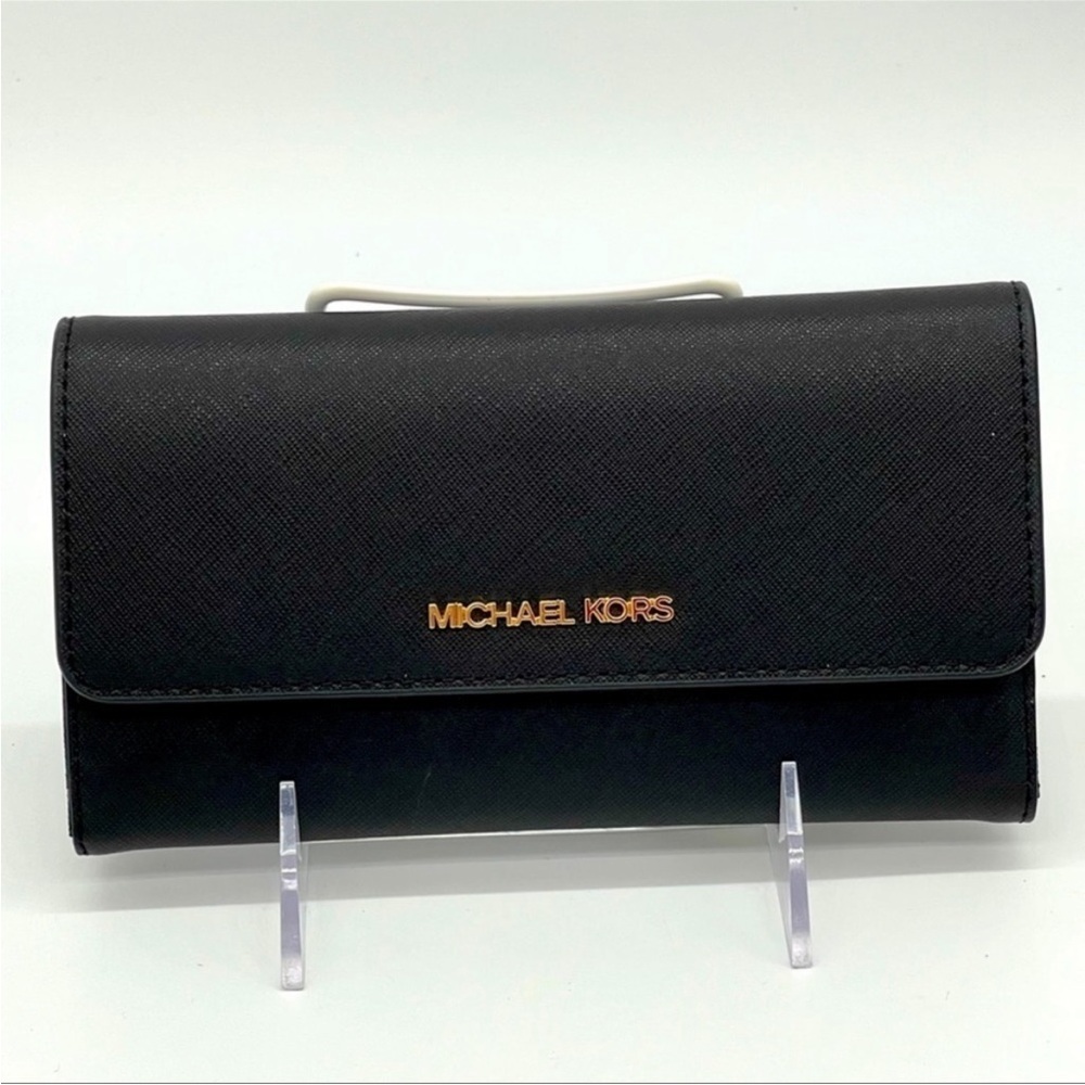 Michael Kors Trifold Wallet Black Leather - Picture 3 of 8